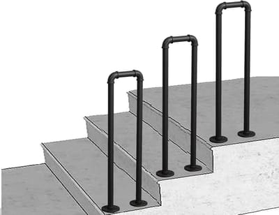 Buiten trapleuning - Tuin steunbalk - Veilig traplopen - U-vormige overgang - 85cm - Mat zwart