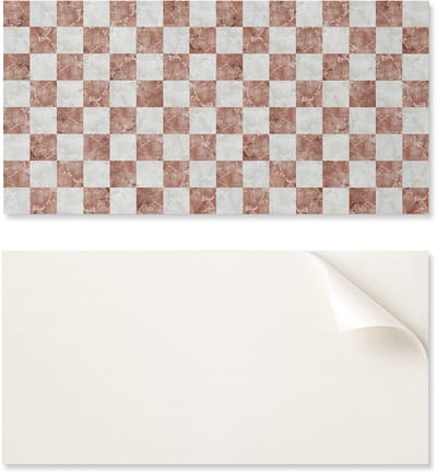Decoratief vinylpaneel met afbeelding voor keuken of badkamer, 100x50 cm, marmer dambordpatroon.