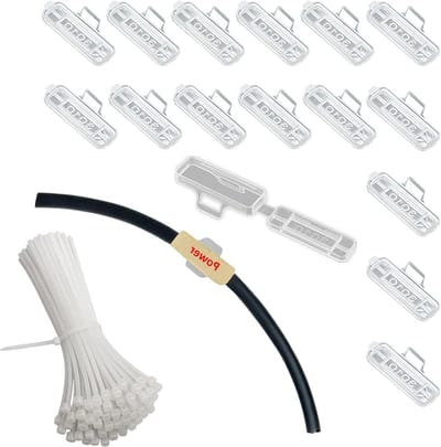 Herbruikbare kabellabels, 50 stuks, transparante en waterdichte kabelmarkering met nylon kabelbinders voor eenvoudige identificatie en organisatie