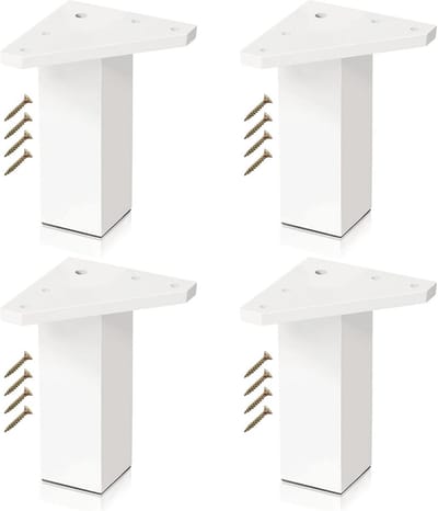Meubelpoten Wit - Set van 4 - Hoogte 100 mm - Vierkant 40 x 40 mm - Inclusief Schroeven