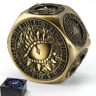 Thijox - 8-in-1 DND Dobbelstenen Set - Metalen Spinner Dobbelstenen met Dubbele D20 en 3D-Monstergravures voor TTRPG en Dungeons and Dragons Cadeaus (