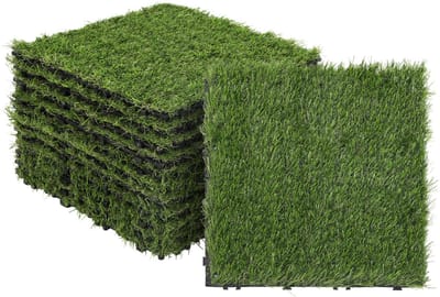 Kunstgrastegels Klik 30x30 cm 99 Stuks 9m² - Terrastegels met Drainage voor Balkon & Tuin