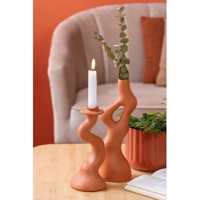 Organische swirl kandelaar van polyresin Present Time Medium