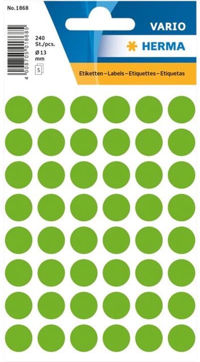 Herma 1868 Etiket Rond 12mm Fluor-Groen