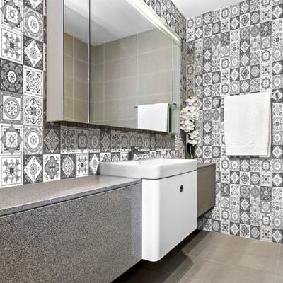 Zelfklevende tegelmuurstickers voor keuken en badkamer - 60 Veronika Azulejos tegelstickers - 60 stickers, 20x20cm