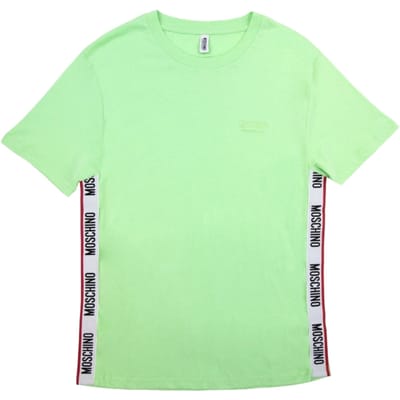 Moschino groen T-shirt met getapete zoom en logo