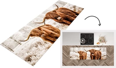 Keukenloper - Loper keuken - Schotse hooglander - Dieren - Koe - 150x50 cm - Keukenloper vinyl