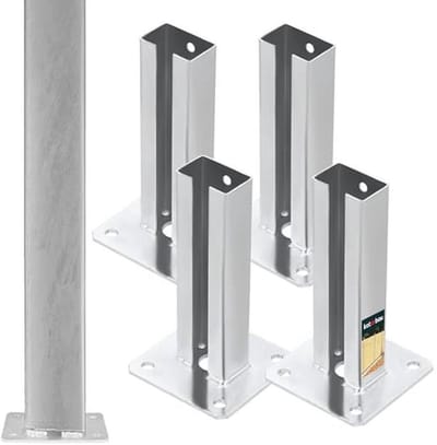 Set van 4 paaldragers 60 x 40 mm voor hek- en leuningprojecten - thermisch verzinkt