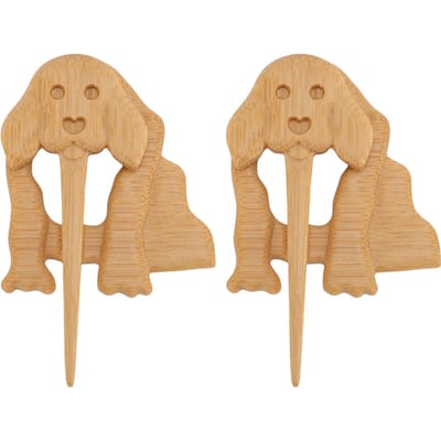 2 STUKS Houten Brochespelden Schattig Hond Dier Patroon Decoratieve Broche voor Vrouwen Jurk Trui Sjaal beige