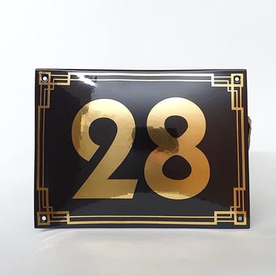 Art deco | jaren ’30 | luxe emaille huisnummer - 28