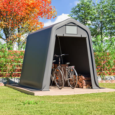 REDOM Opbergtent - Waterdicht - Met Oprolbare Gordijnen En Kijkvensters - PE En IJzer - Grijs - 245 X 183 X 217 Cm