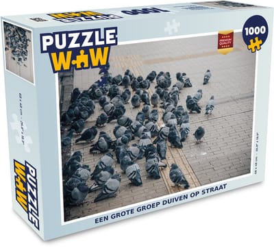 Puzzel Een grote groep duiven op straat - Legpuzzel - Puzzel 1000 stukjes volwassenen