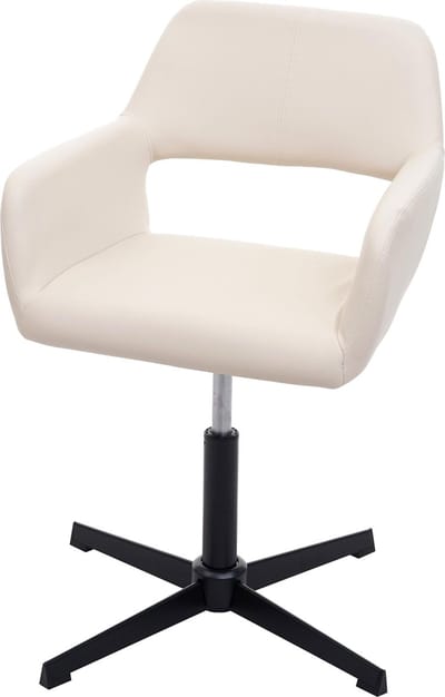 Home office bureaustoel MCW-A50 IV, woonkamer bureaustoel + eetkamerstoel ~ kunstleer crème, zwart onderstel