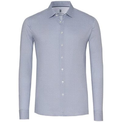 Desoto Overhemd Multi Mini Dot Squares Blauw-Wit / male
