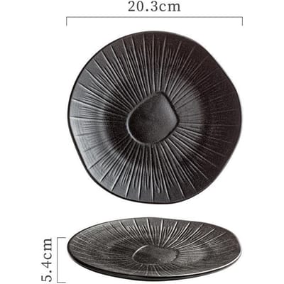 Japans-Stijl Keramiek Eiken Ondiep Bord Restaurant Vintage Westerse Keuken Bord rond Steak Dessertbord