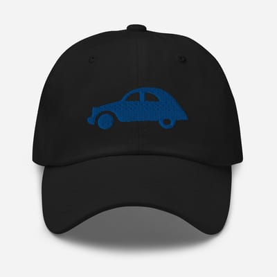 De2pktjes - Blauw geborduurde pet (voor en achter) Citroën 2CV - Zwart