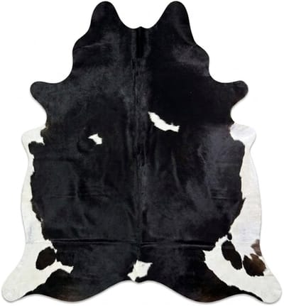 Koeienhuid Vloerkleed - Zwart-Wit Bont Donker - 240 x 220 cm - Koeienkleed / Koeienvel / Koehuid Tapijt - incl. 4 onderzetters