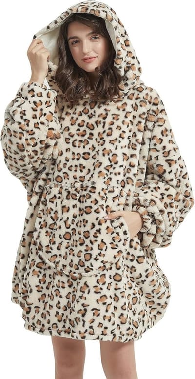 Grote Zachte Hoodie met Voorzak - Warm en Comfortabel Oversized Sweatshirt voor Iedereen - Cheetah-Print