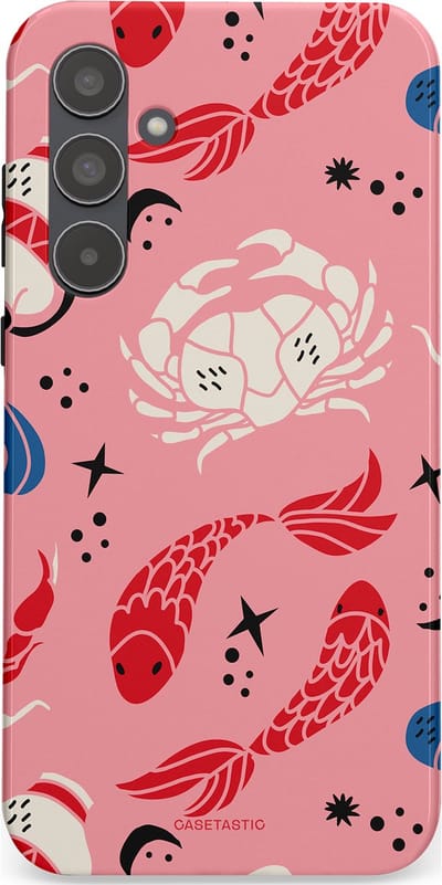 Casetastic hoesje geschikt voor Samsung Galaxy A55 - Dubbellaagse bescherming - Zodiac in kleur - Fashion Case - Lichtroze Koraal Perzik