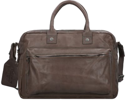 Billy the Kid Nasty Cowboys Franklin Briefcase Leer 40 cm Laptopcompartiment - 34cm (14 duim) - stonegrey