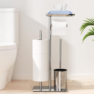 Unyqoos ® Stijlvolle Vrijstaande Toiletrolhouder Met Borstel En Opberglade Voor Extra Gemak