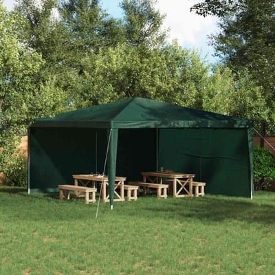 vidaXL - Party - Tent - Zijwand - 2 - st - 400 - x - 195 - cm - Groen - PE - en - staal
