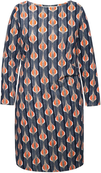 Ulla Popken - Dames - sweatjurk bootnek lange mouwen biologisch katoen - Zwart - Maat 42+