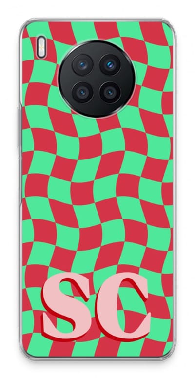 Gepersonaliseerd - Case Company® - Hoesje geschikt voor Huawei Nova 8i hoesje - Grid Monogram - Soft Cover Telefoonhoesje - Bescherming aan alle Kanten en Schermrand