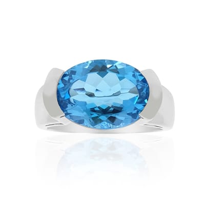 Cavill - Zilveren Ring met 6,3 Karaat Marambaia Topaas - Sterling Zilver Gerhodineerd - Ovale Topaas, Braziliaanse Edelsteen, Elegante Sieraden