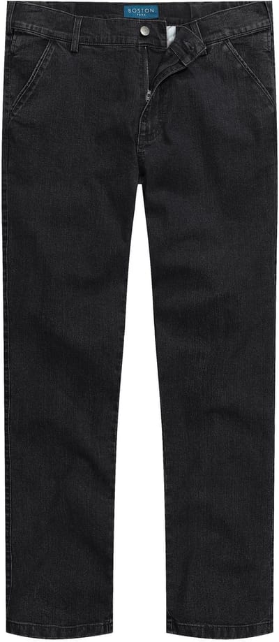 Boston Park - Heren - Jeans traveller-band platte voorkant regular fit - Zwart - Maat 56