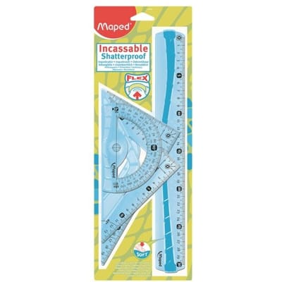 Flex Set met 1 x 30 cm liniaal/2 x 21 cm driehoek  / gradenboog