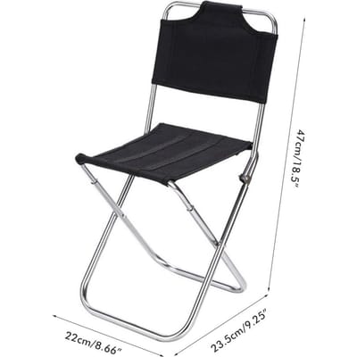 Chaise de camping portable d'extérieur, dossier multifonctionnel, chaise pliante, tabouret de pêche pour l'extérieur black