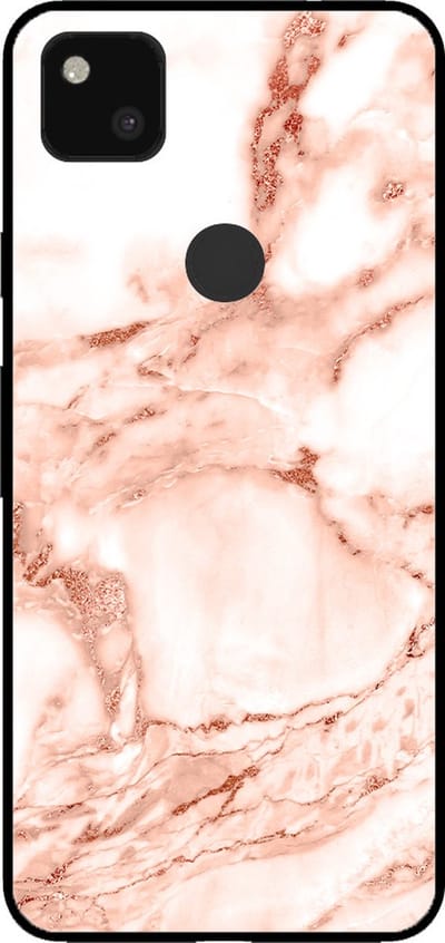 Smartphonica Telefoonhoesje voor Google Pixel 4A met marmer opdruk - TPU backcover case marble design - Wit Rosé Goud geschikt voor Google Pixel 4A