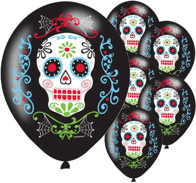 Ballonnen Halloween - 6x stuks - day of the dead - 27 cm - horror - halloweenfeestje
