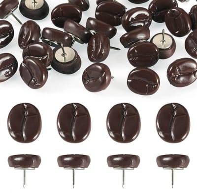 Dailygoods- Koffieboon Pins 30 Stuks - Decoratieve Duimspijkers - Hars Tekenpinnen - Prikbord Accessoires - Kurk Bulletin Board - Afmetingen 16 mm - Punaises