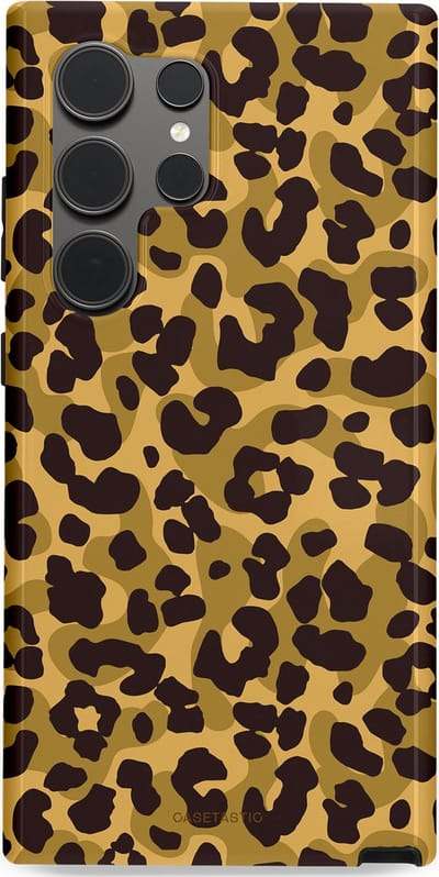 Casetastic hoesje geschikt voor Samsung Galaxy S24 Ultra - Dubbellaagse bescherming - Jungle Panter - Fashion Case - Zwart Crème Beige