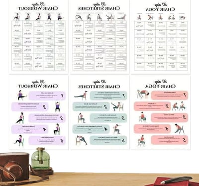 Stoeloefeningen Set - Fitness Kaarten - Thuis Fitness - Beginnersvriendelijke Gids - 6 Stuks - Meerdere Kleuren