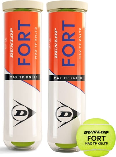 Dunlop Fort Max TP Tennisballen - Gasgevuld - Geel - 8 Ballen (2 blikken met 4 ballen)
