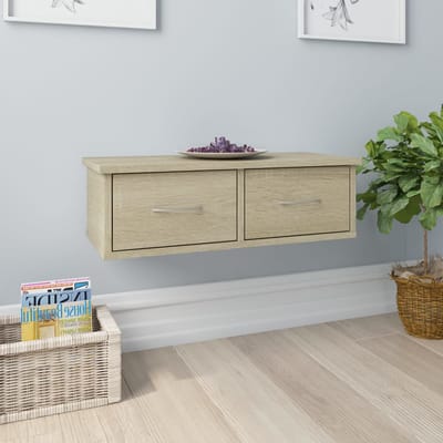 vidaXL - Wandschap - met - lades - 60x26x18,5 - cm - bewerkt - hout - sonoma - eiken
