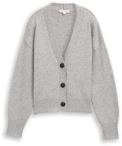 Tom Tailor - Losvallend vest met V-hals - Maat XXL - medium silver grey melange