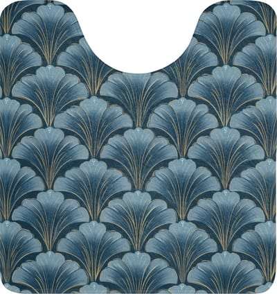 WC mat met uitsparing 55x60 cm - Antislip - Patroon - Ginkgoblad - Blauw - Toiletmat met uitsnijding - Vloermat - Douchemat - Toilet tapijt - Toiletmatten