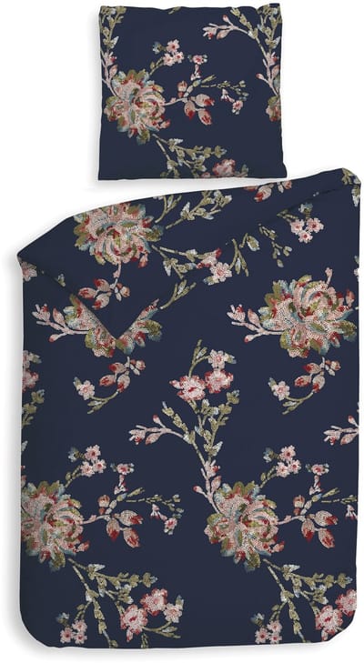 Heckettlane Daisy Dekbedovertrek - 100% Katoen-Flanel - 140x200-220 cm - Blauw