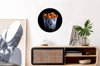 WallCircle - Wandcirkel - Muurcirkel - Kip - Bucket - Delfts blauw - Lekker - Aluminium - Dibond - 30x30 cm - Binnen en Buiten