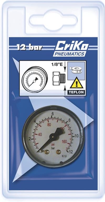 CriKo manometer - 1/8" aansluiting - Rugaansluiting - Max 12 bar