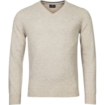 Baileys Trui V-Neck Lambswool Uni Color Single Knit Off White / male