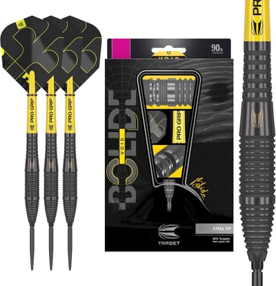 Target Darts Bolide Void Steel Tip Dartpijlen 22G Barrel 05 - 90% Tungsten met Swiss Point Technologie, Pro Grip Shafts en Pro Ultra Flights - Zwarte Titanium Nitride Coating