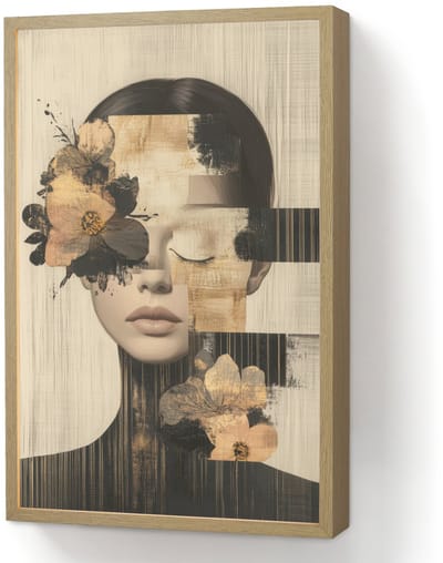 Wandlamp 40x60 cm - Oplaadbaar - Gezicht - Bloemen - Zwart - Vrouw - Wandlampen binnen woonkamer - Slaapkamer lamp - Decoratieve nachtlamp - Vloerlamp draadloos