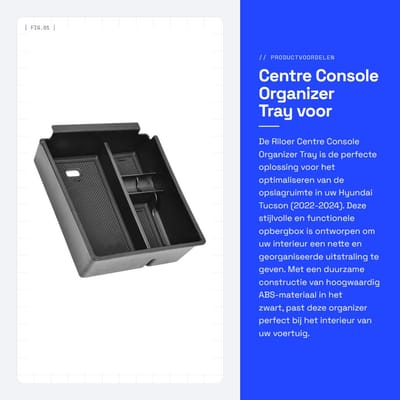 Dailygoods- Console Organizer - Opbergdoos - Compatibel met Hyundai Tucson 2022-2024 - ABS - Zwart - Stevige constructie