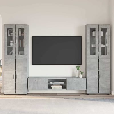 vidaXL - Tv-meubelset - FLORIN - 3 - st - Beton - Grijs - Bewerkt - hout