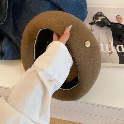 Japanse Vintage Rode Wol Baret | Wolkachtige Schilderspet | Gezichtslankmakend Elegant Veelzijdig ONE  SIZE